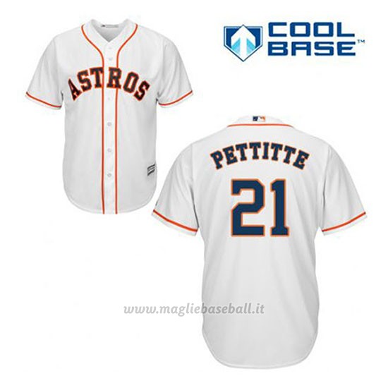 Maglia Baseball Uomo Houston Astros Andy Pettitte 21 Bianco 1ªCool Base